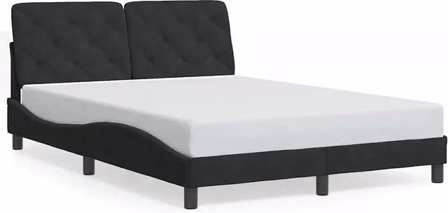 Letto matrimoniale | Letto per adulti | Giroletto senza Materasso Nero 140x190 cm in Velluto