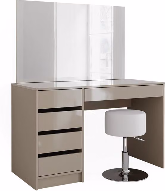 Tavolino da toilette Sherry Grigio 120 cm con specchio e sgabello Vicco