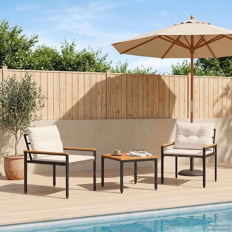 Maison Exclusive - Set di mobili da giardino, 3 pezzi, divano a 2 posti, colore crema, in rattan sintetico
