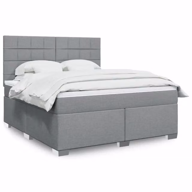 Letto Ibrido con Materasso vidaXL in Tessuto Grigio e Bianco L/P: 180 x 200 cm
