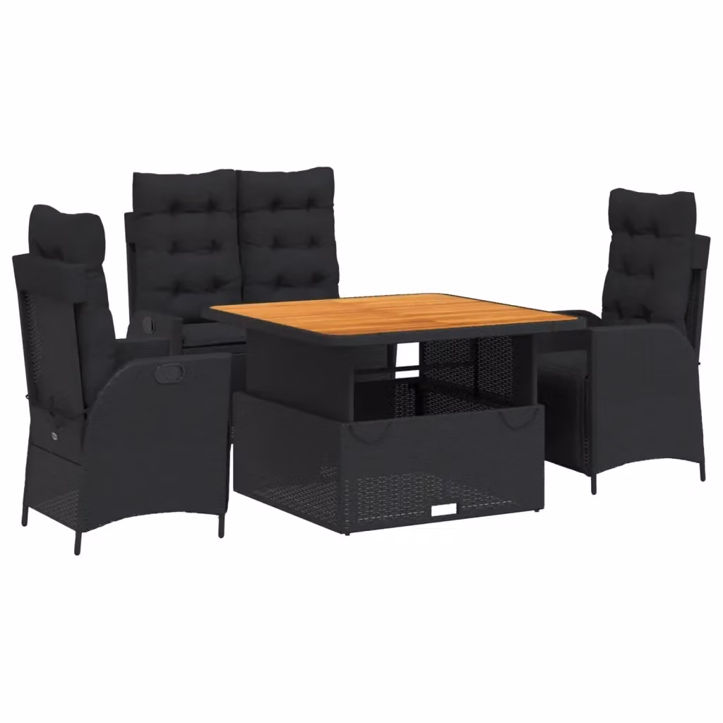 Set da Pranzo da Giardino vidaXL in Legno di Acacia Olio Nero e Marrone con 4 Sedute – 2