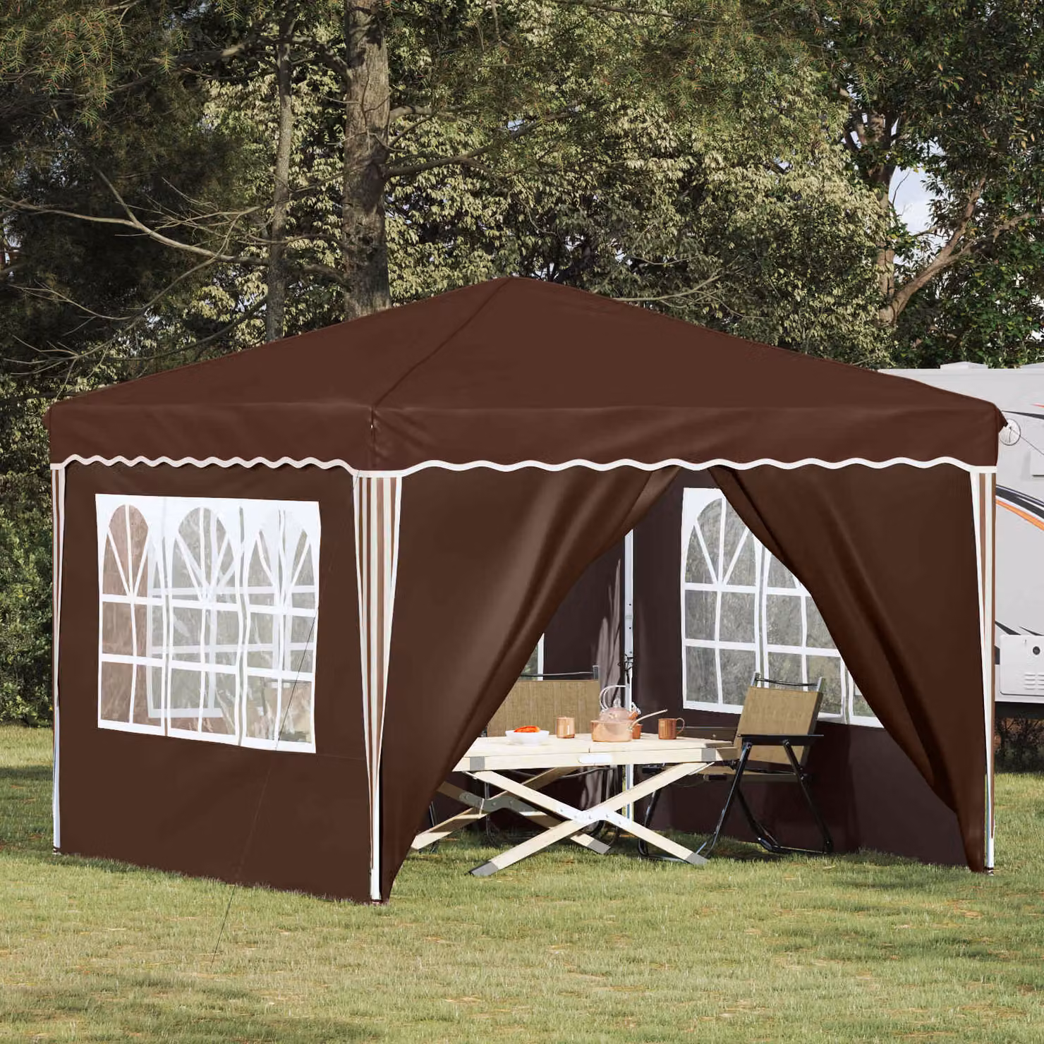vidaXL Tenda per feste a pop-up Marrone L/P/H: 288 x 288 x 245 cm