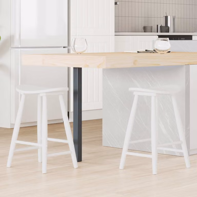 Set di 2 sedie da pranzo vidaXL in legno di gomma bianco L/P/H: 46 x 37 x 63 cm