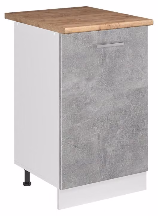 Mobiletto base cucina Vicco R-Line Calcestruzzo/Bianco 50 cm piano di lavoro Rovere dorato, Model 70077
