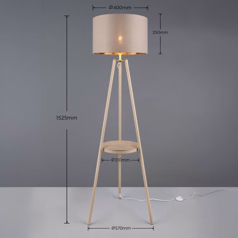 Reality Leuchten Lampada da terra Colette, Crema / Ambra, Soggiorno / Sala da pranzo, Metallo, Moderno, Lampada da terra