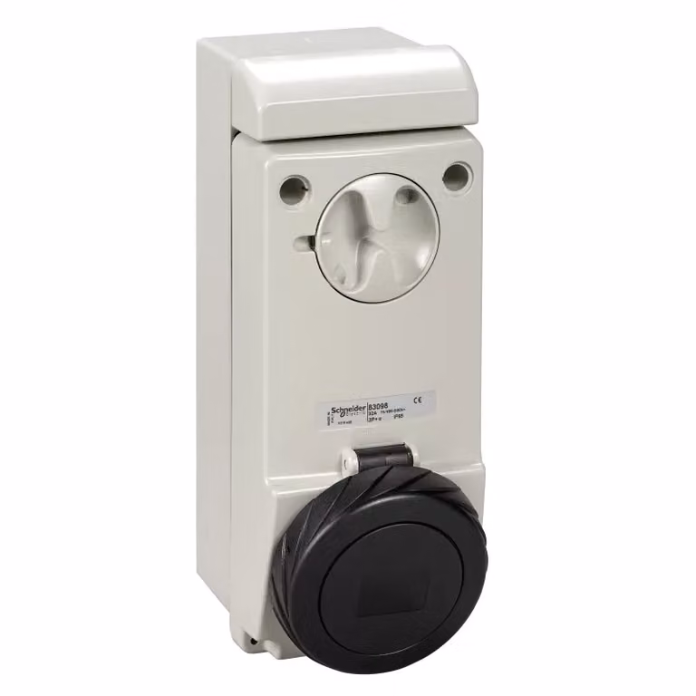 Presa a muro Schneider Electric con blocco di sicurezza, 32 A, 3 poli + terra, 480-500 V CA, IP65 83098