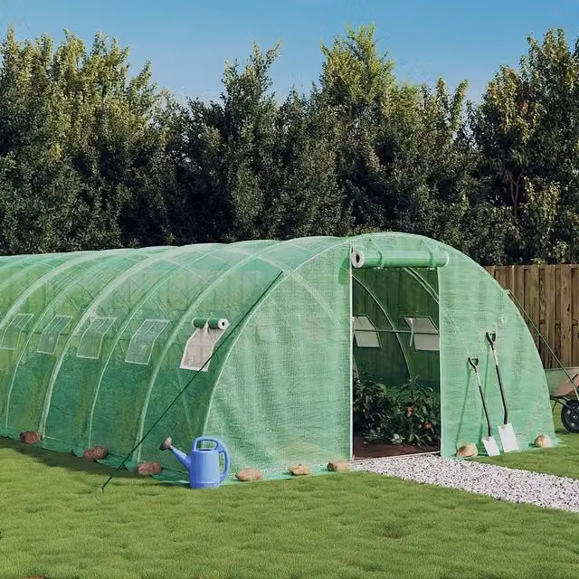 Serra Videx con Telaio in Acciaio Zincato Verde e Copertura in Policarbonato 88 m², L: 22 m, P: 4 m, H: 2 m