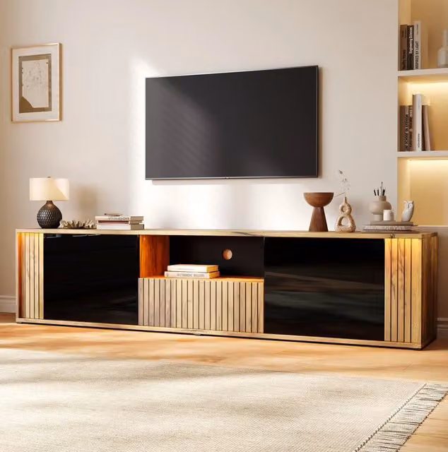 Mobile TV 180 cm con LED Bluetooth, 2 ante e cassetto