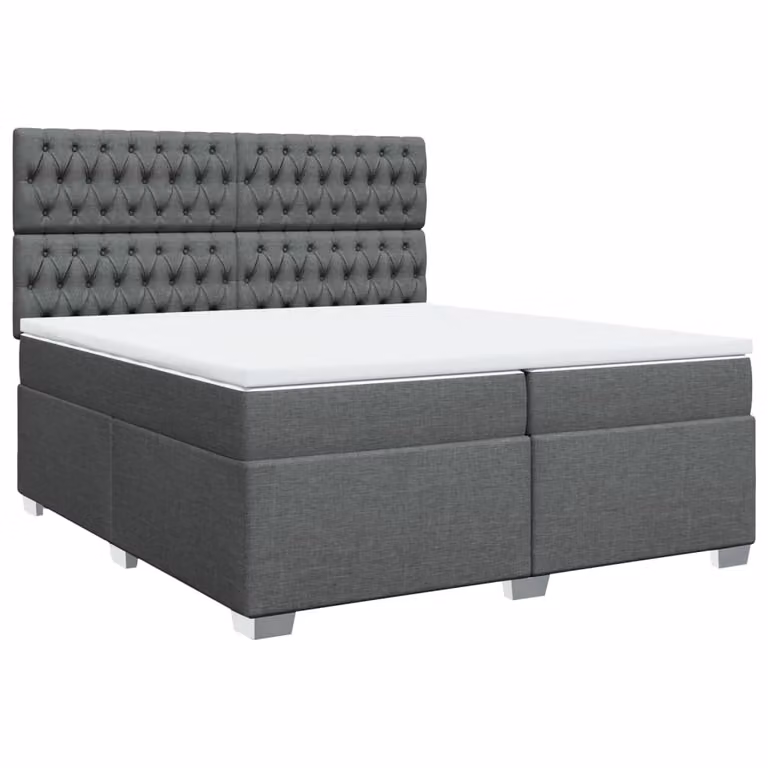 Giroletto a Molle con Materasso Grigio Scuro 200x200 cm Tessuto