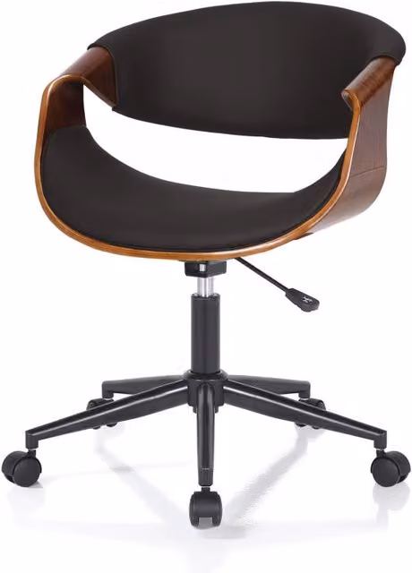 Poltrona da ufficio moderna ORESTELUCHETTA in pelle sintetica nera con altezza regolabile, L: 54 cm, P: 55 cm, H: 73-83 cm