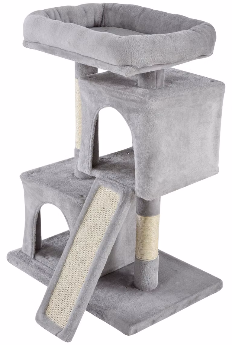 PawHut Tiragraffi per gatti con colonne in sisal, grigio chiaro
