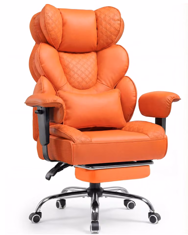 COMHOMA Sedia da gioco ergonomica, sedia da ufficio 180 kg, con supporto lombare e poggiapiedi regolabili, design ibrido in e rete, poltrona da ufficio