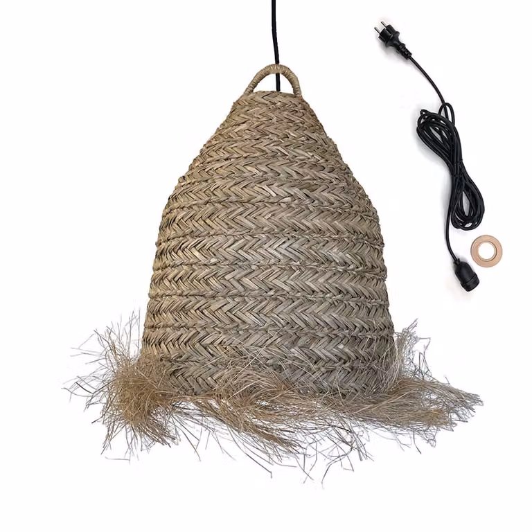 Lampada a sospensione per esterni ANAFI OUTDOOR CABLE in giunco marino naturale, stile bohémien Lunghezza cavo 5 m