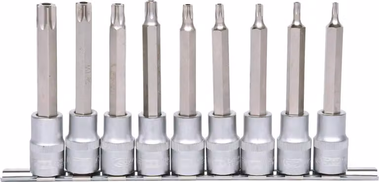 KS TOOLS Set di bussole da 1/2" lunghe 9 pz. TB20-TB60 con foro frontale - 917.1790