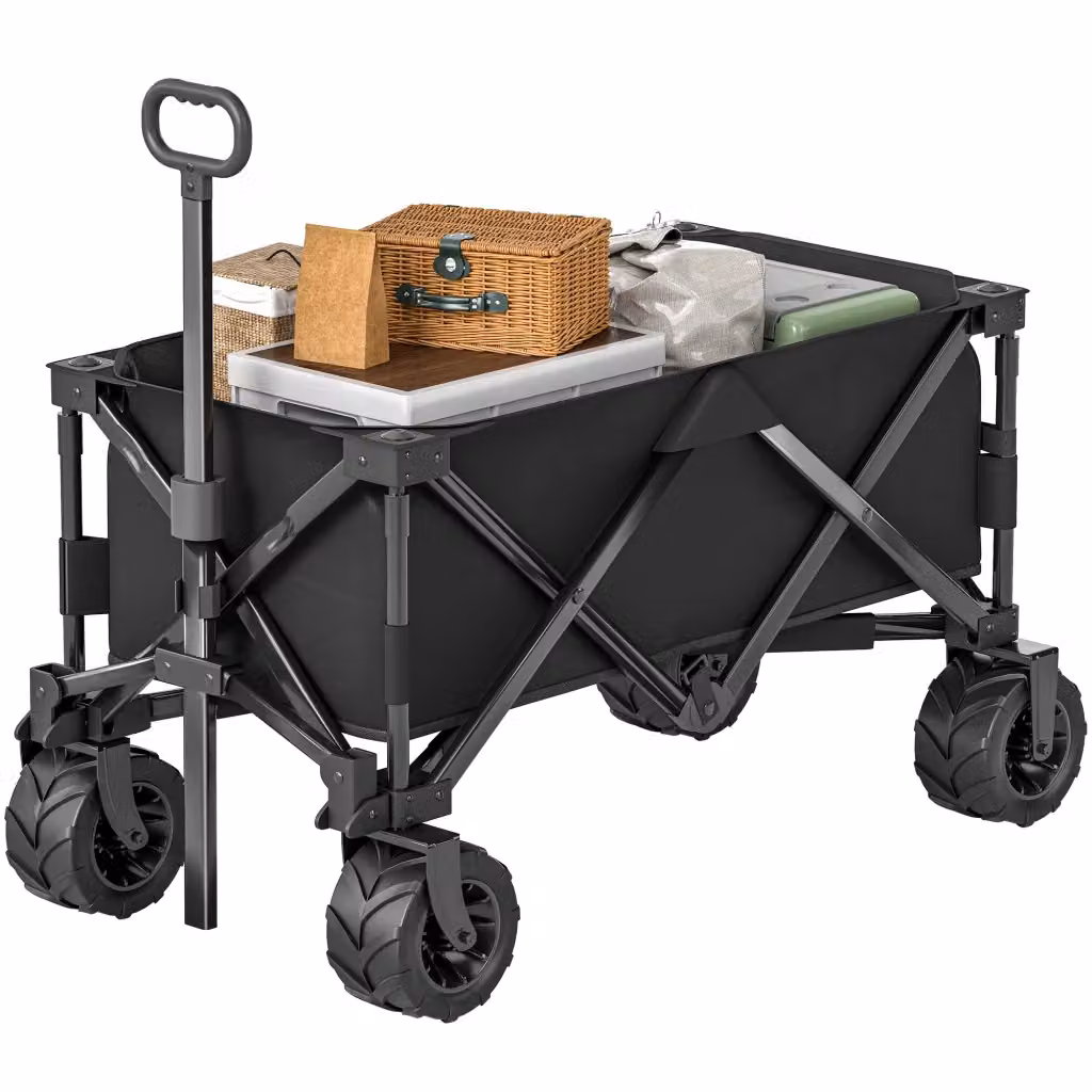 Carrello da spiaggia pieghevole Xylo con ruote girevoli a 360 gradi e manico telescopico nero L/P/H: 108 x 55 x 55 cm – 2