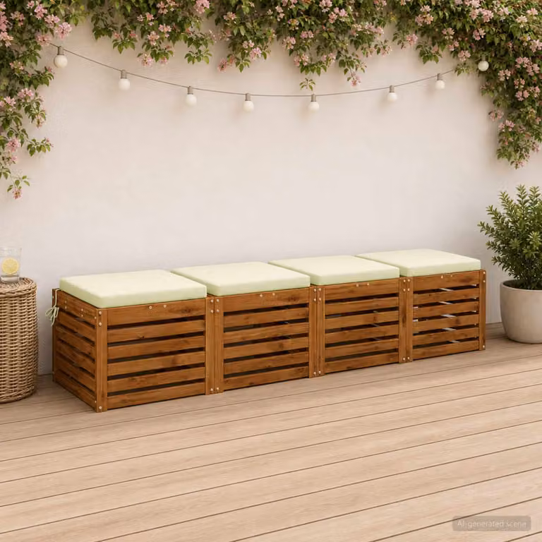 Set di 4 cuscini per sedia vidaXL in poliestere beige con rivestimento lavabile e resistente ai raggi UV