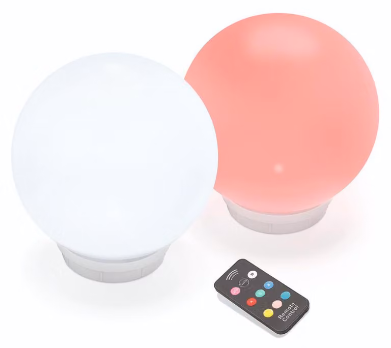 Set di sfere luminose solari multicolore, set di 2, galleggianti, batteria ricaricabile, telecomando, diverse funzioni, sfera luminosa galleggiante rotonda, sfera da giardino, sfera solare, 8 colori di luce, resistente alle intemperie, per esterni 102130