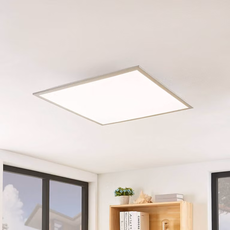 Pannello LED Lindby Stenley, 4.000 K, 60 cm x cm, argento/bianco Stenley, Bianco / Opale, Cucina, Plastica, Moderno, Pannello LED
