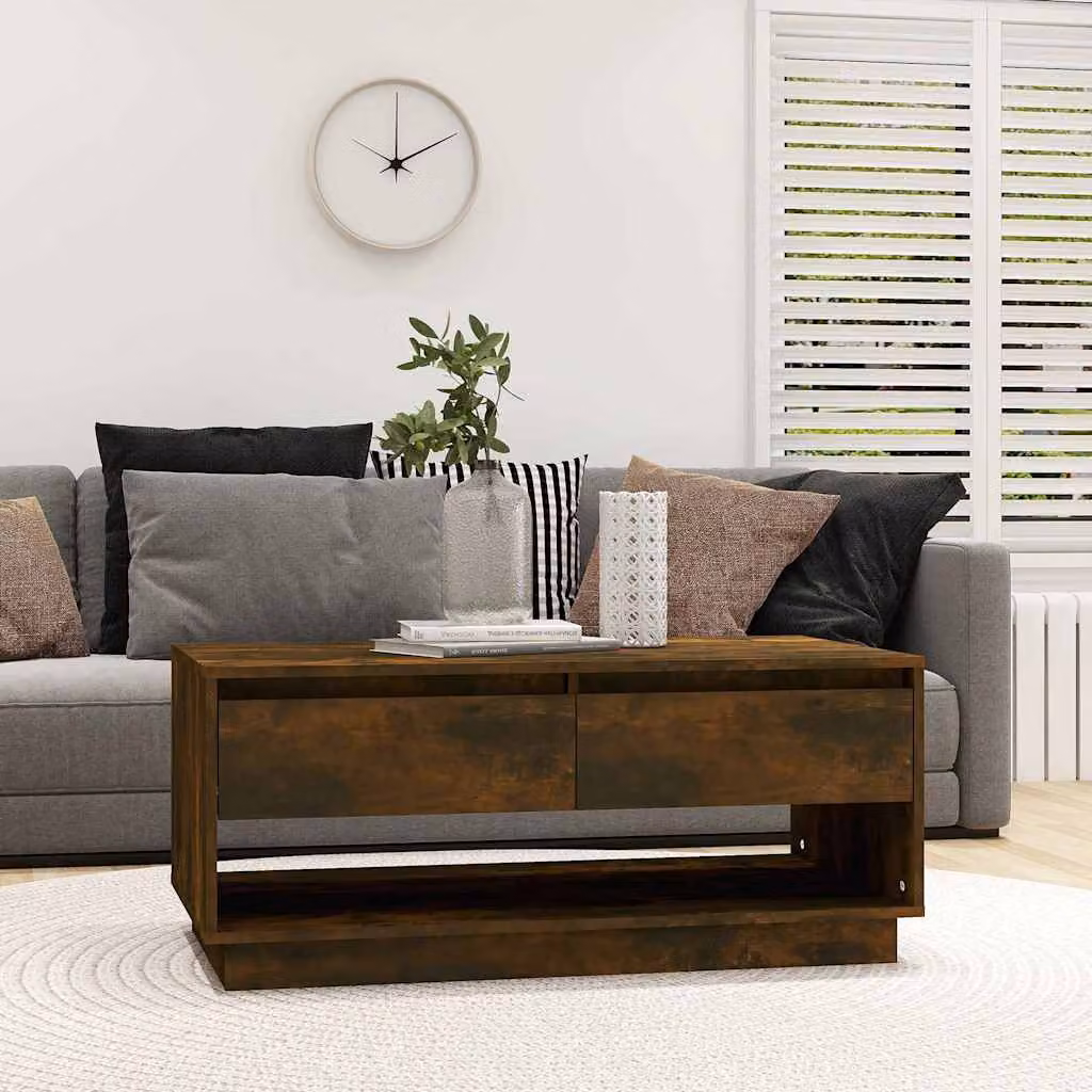 Tavolino da salotto moderno vidaXL in rovere fumo, L/P/H: 102,5 x 55 x 44 cm
