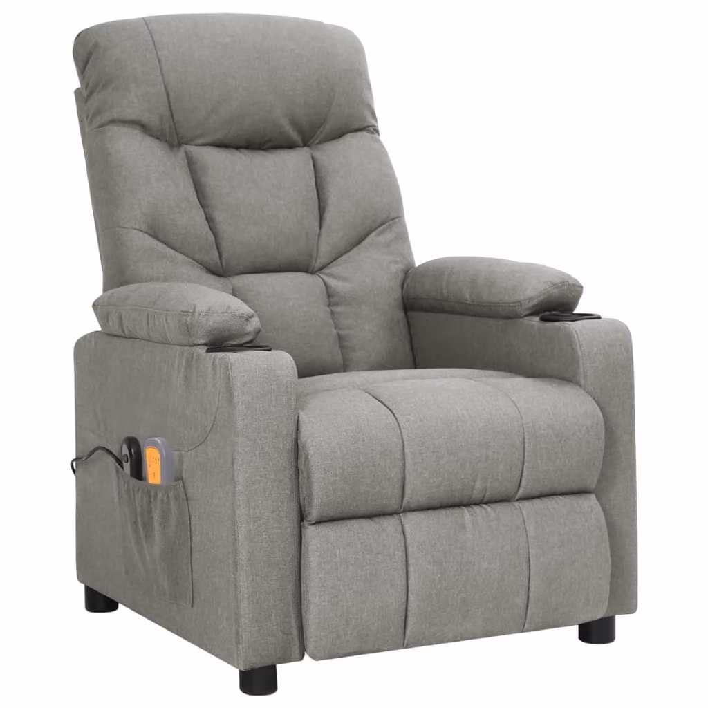 vidaXL Sedia da massaggio elettrica in tessuto grigio chiaro