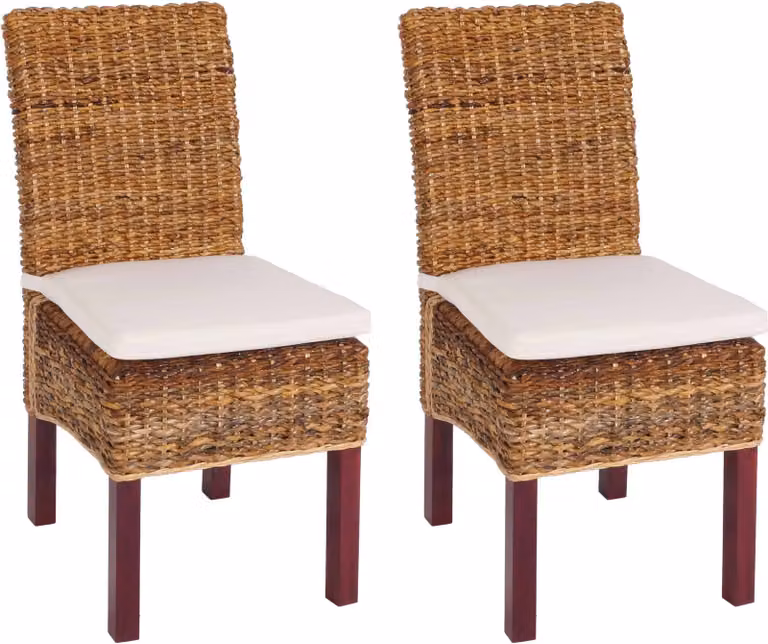 set di 2 sedie da pranzo sedia in vimini M69 sedia BALI banana in vimini ~ leggero, con cuscino