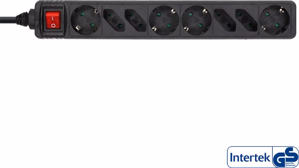 Striscia di prese InLine®, 8 vie, 4x contatti di terra + 4x Euro, nero, 1,5 m