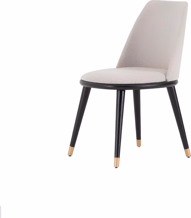 Designer Beige Stuhl Esszimmer Stühle Sitzstuhl Lehnstuhl Textil Holz