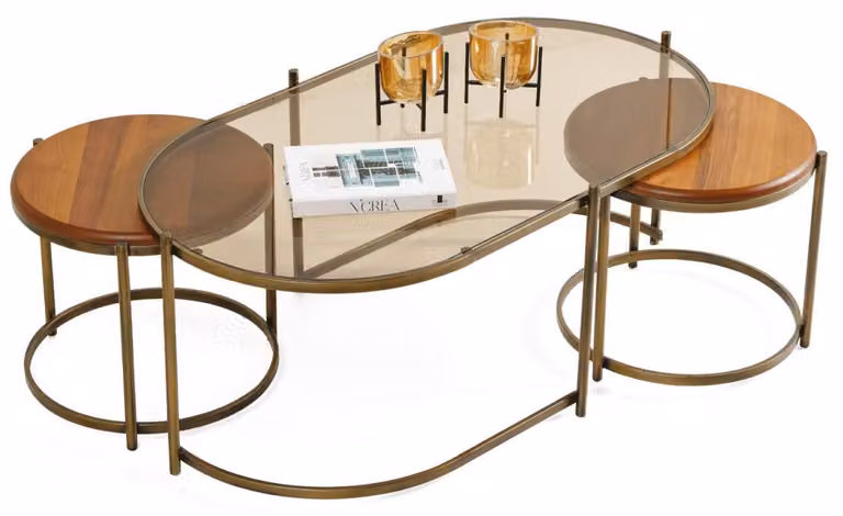 Tavolino moderno per soggiorno, lusso, stile lounge, vetro, design esclusivo, comfort, legno
