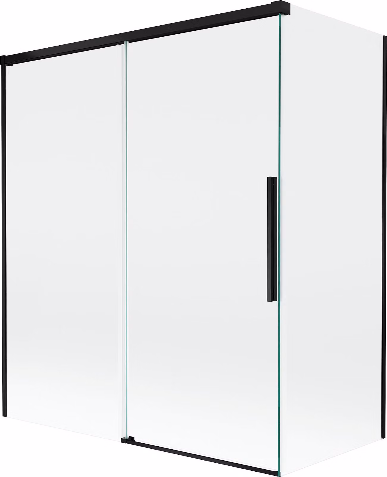 Mexen Rox paravento da bagno a 2 ante scorrevoli 140 + 70 x 150 cm, trasparente, nero - 8C9-140-070-70-00