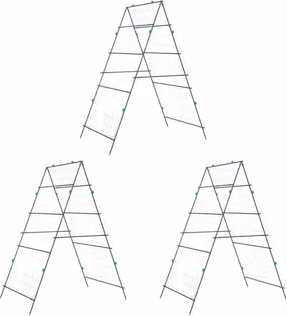 Set di 3 tralicci da giardino per piante rampicanti regolabile 99 x 90 x 175,5 cm in acciaio verde 02_0055608