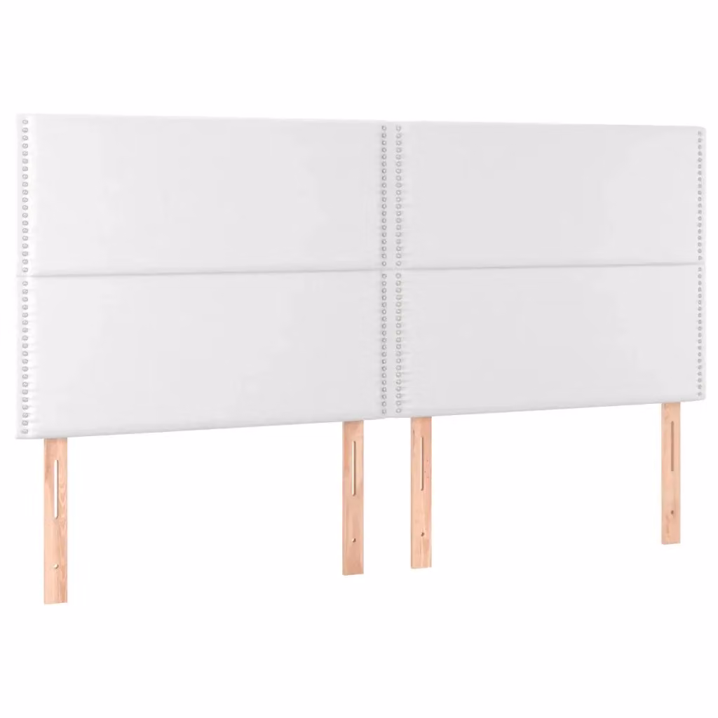 Testiera per letto imbottita vidaXL in similpelle bianca con struttura in legno, L: 200 cm, P: 5 cm, H: 118-128 cm – 2