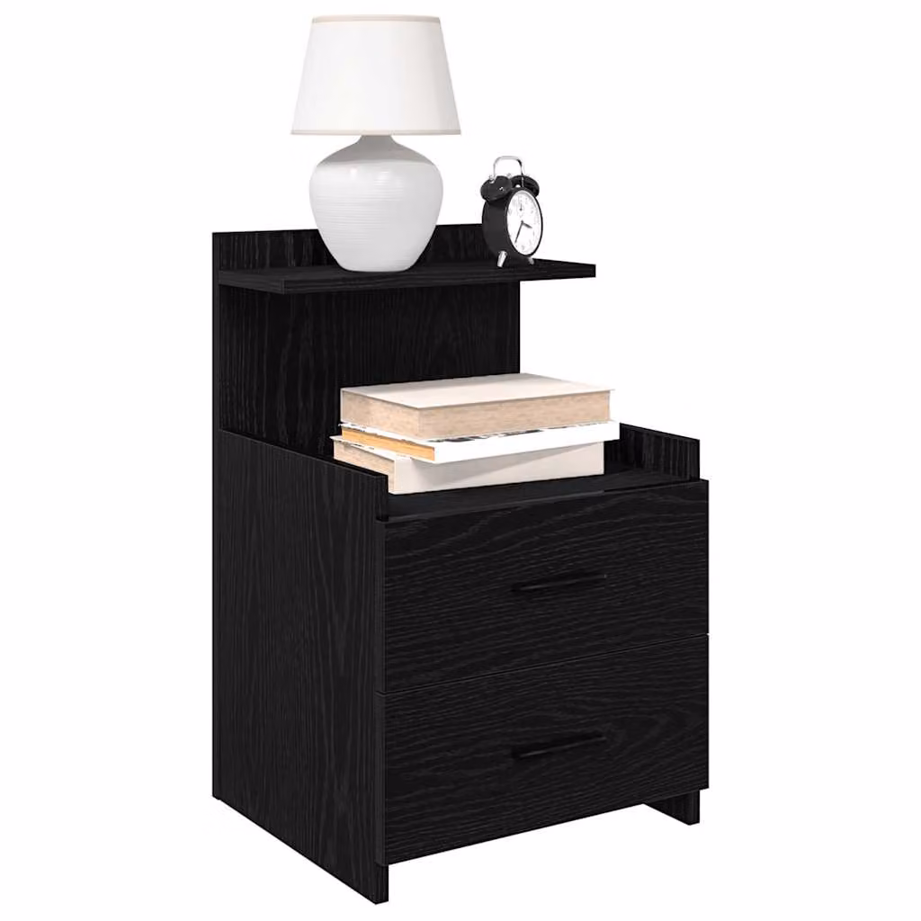 Set di 2 comodini vidaXL neri con 2 cassetti, design moderno e finitura opaca, L 40 cm x P 36,5 cm x H 62 cm
