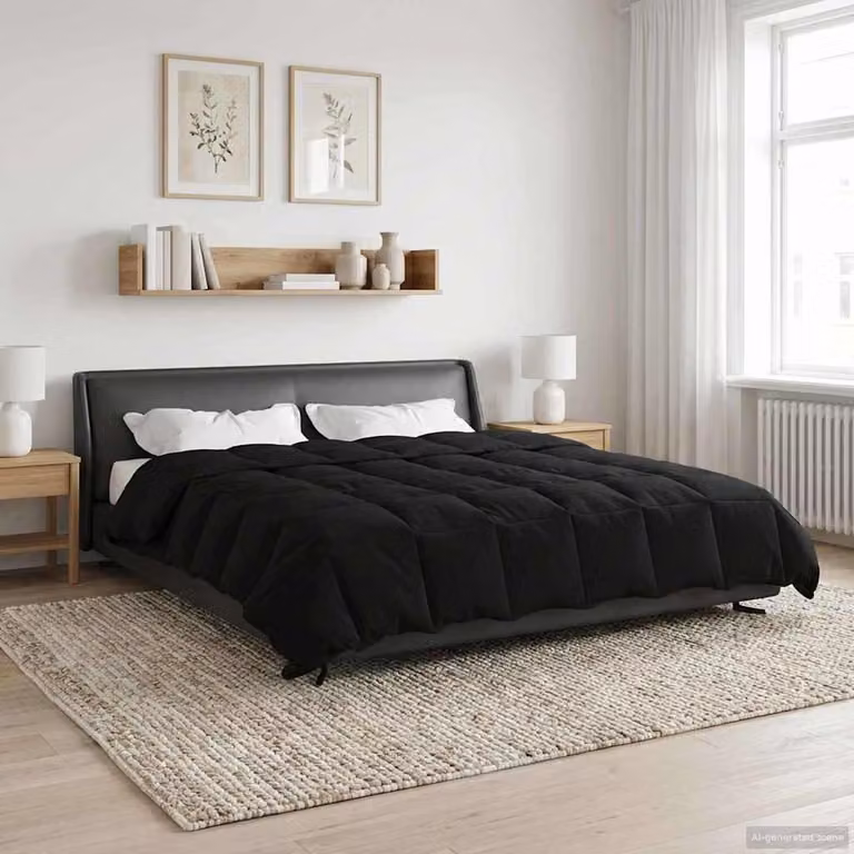 Piumino Letto Estivo vidaXL Nero Traspirante in Microfibra L: 240 cm, P: 260 cm