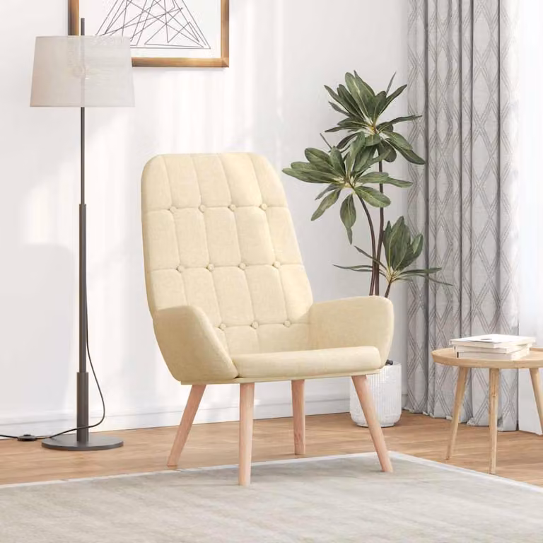 Sedia Relax vidaXL in tessuto beige con braccioli e imbottitura in schiuma