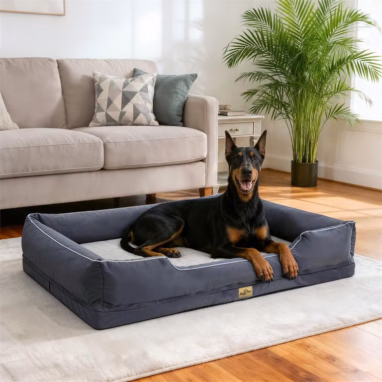 WISFOR Lettino per cani, divanetto per cani, cuscino per cani, bordi rialzati, rivestimento impermeabile e lavabile, sfoderabile, 3XL: 127x94x24 cm, grigio