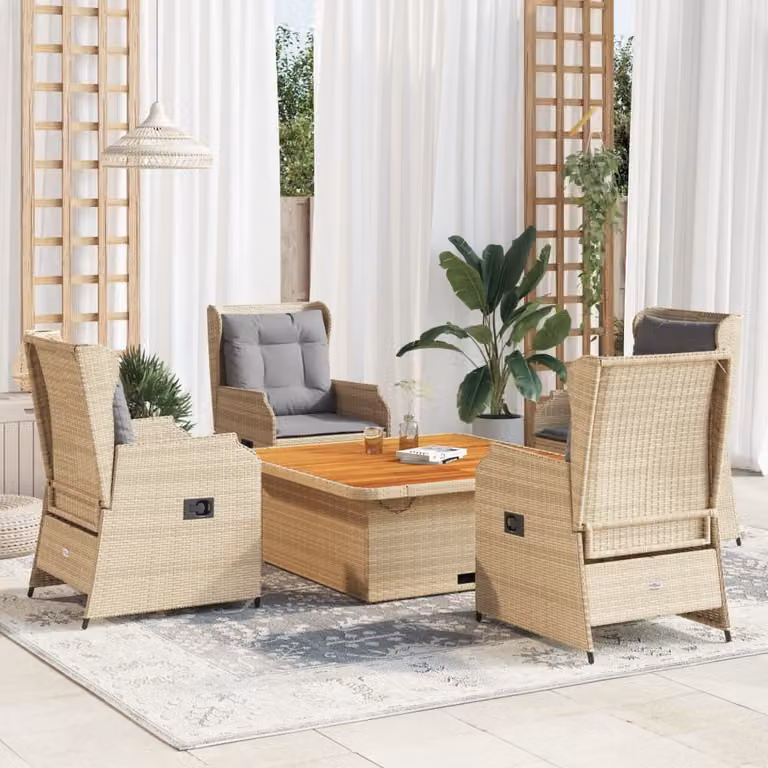 Maison Exclusive - Set da giardino 5 pezzi con cuscini in polyrattan beige