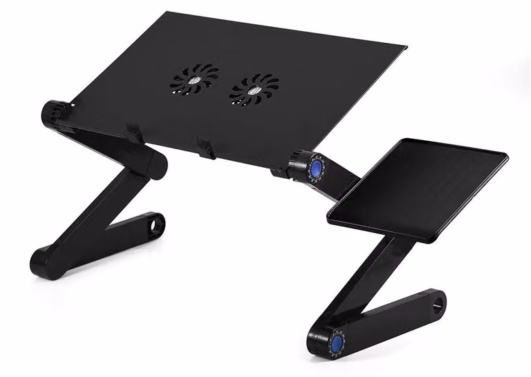 Tavolo portatile per laptop, pieghevole e regolabile, con sistema di ventilazione e supporto per il mouse