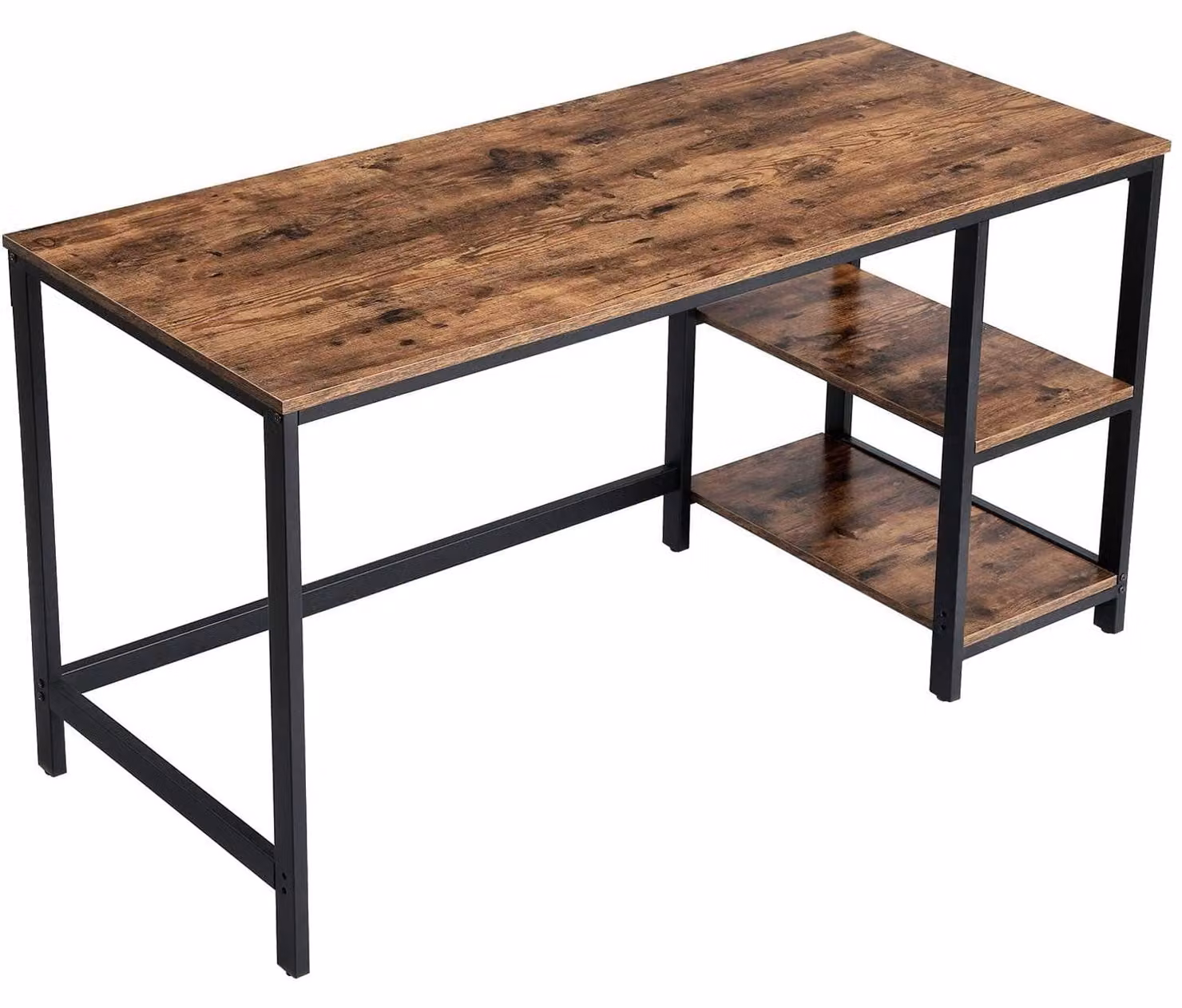 Scrivania con spazio contenitivo – Stile industriale – Marrone/Nero – 140 x 60 x 75 cm
