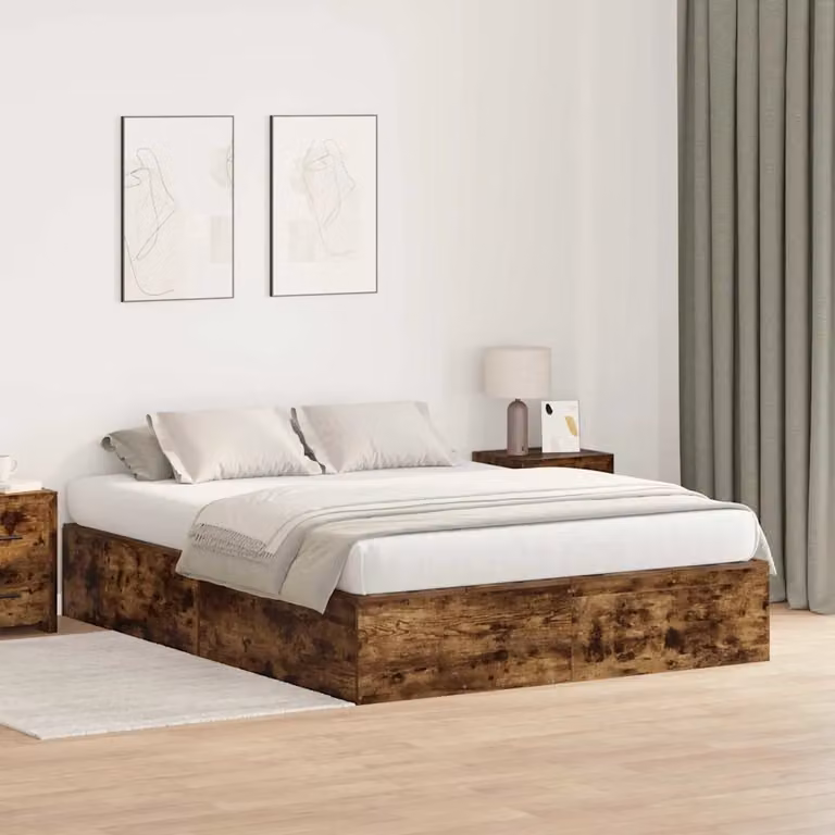 vidaXL Struttura letto con contenitore a sollevamento in legno di pino, colore marrone, L/P/H: 135 x 190 cm