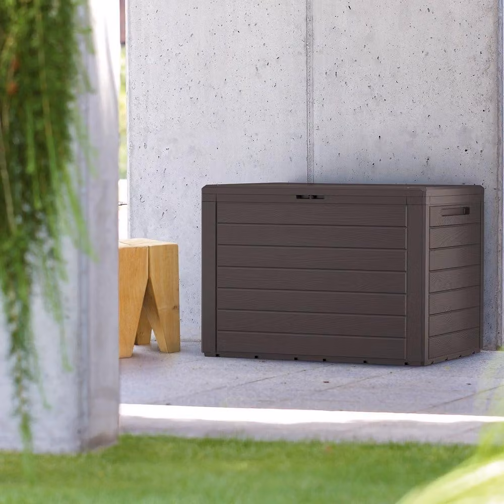 Contenitore da giardino, plastica marrone, capacità 190 litri