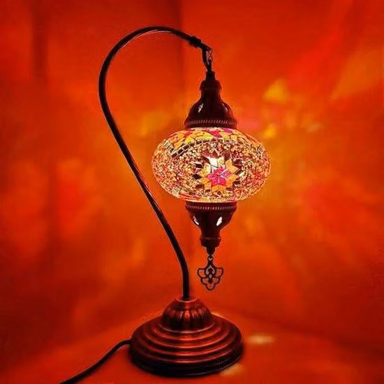 Lampada da tavolo turca marocchina in vetro multicolore Mosaico Lampada orientale