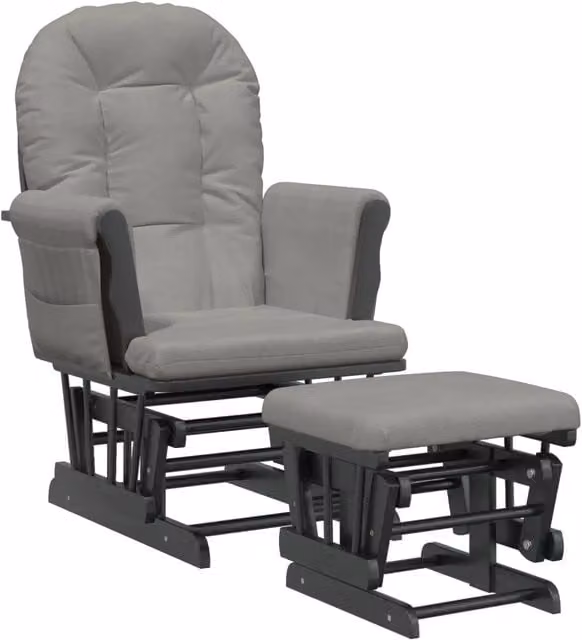 Poltrona | Sedia Relax Glider con Sgabello Grigio Chiaro in Tessuto