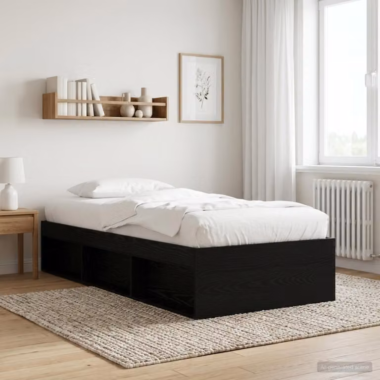 vidaXL Telaio del letto con contenitore moderno in legno nero L 80 cm x P 200 cm x H 40 cm