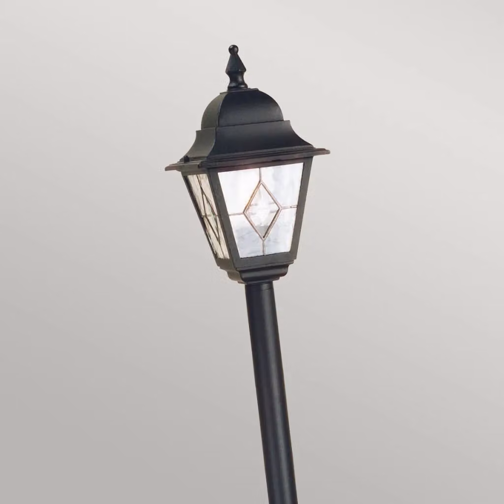 Lampione da esterno Norfolk Elstead nero con vetro trasparente, Altezza: 109 cm – 2