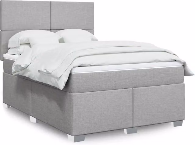 Letto Ibrido vidaXL con Giroletto a Molle e Materasso Grigio Chiaro e Bianco L/P: 140 x 200 cm