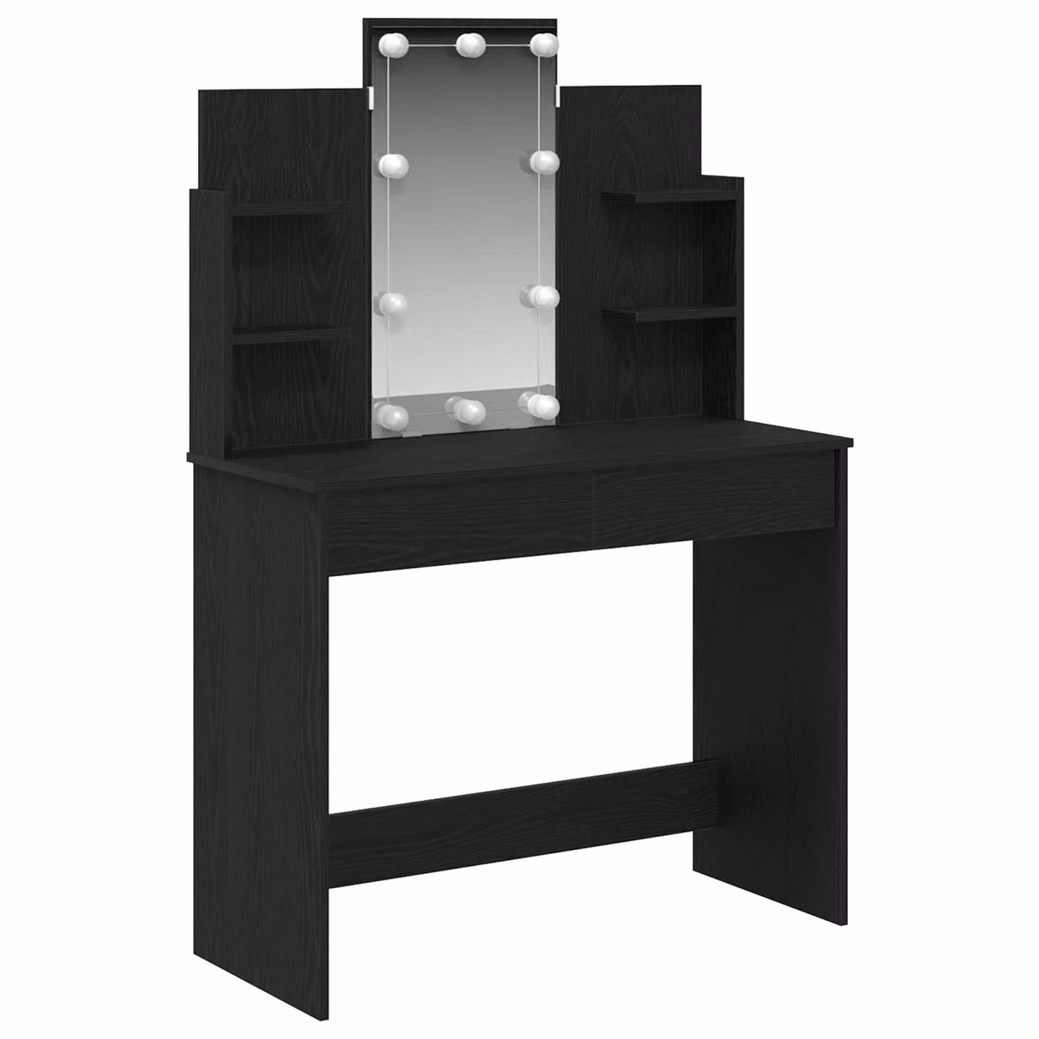 vidaXL Tavolo da Trucco Hollywood con LED Nero L: 96 cm, P: 39 cm, H: 142 cm