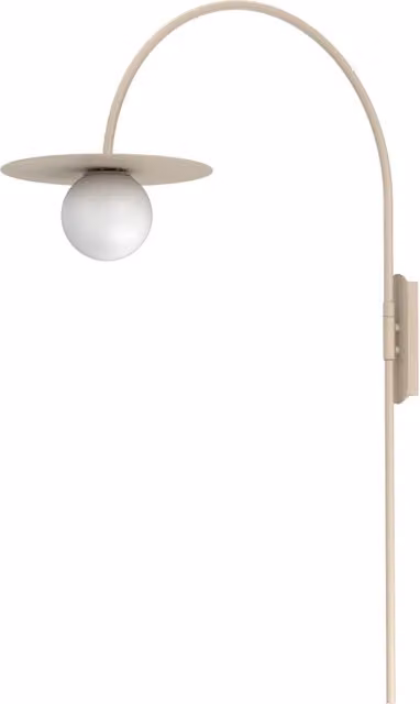 Applique Flat Luminex in metallo beige con sfera bianca e attacco E27