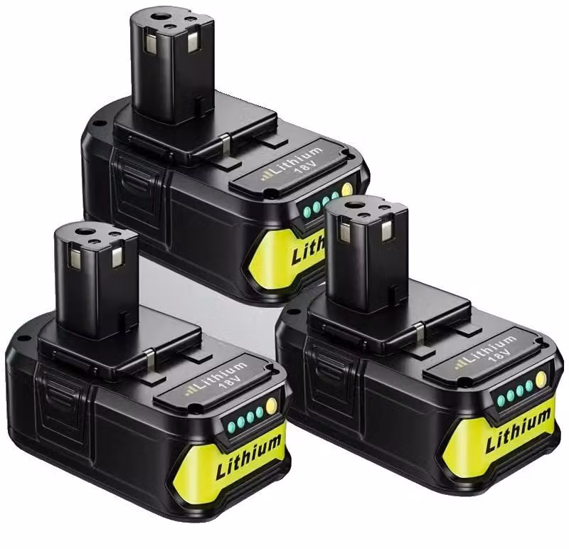 Batterie al litio, 18V, capacità 8000mAh, RYOBI 18V 8.0Ah, confezione da 3 pezzi, modello 18V-b