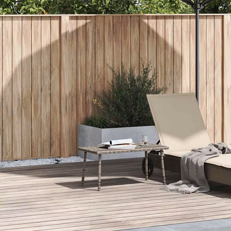 vidaXL Tavolino da Giardino Rettangolare in Polyrattan Grigio L: 80 cm, P: 40 cm, H: 37 cm