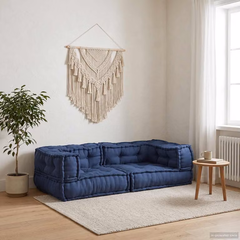 vidaXL Unità di Divano Modulare 3 pz in Tessuto Blu L/P/H: 140 x 70 x 36 cm